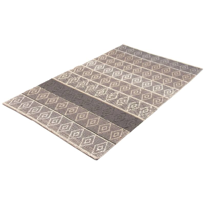 ECARPETGALLERY Braid weave Sienna Grey Wool Rug - 5'1 x 8'2