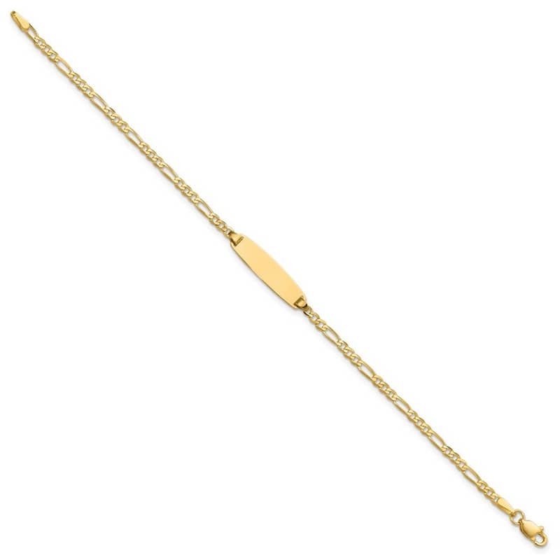 Curata 14k Yellow Gold 5.5mm Figaro Diamond Cut ID Bracelet Options: 7" 8"