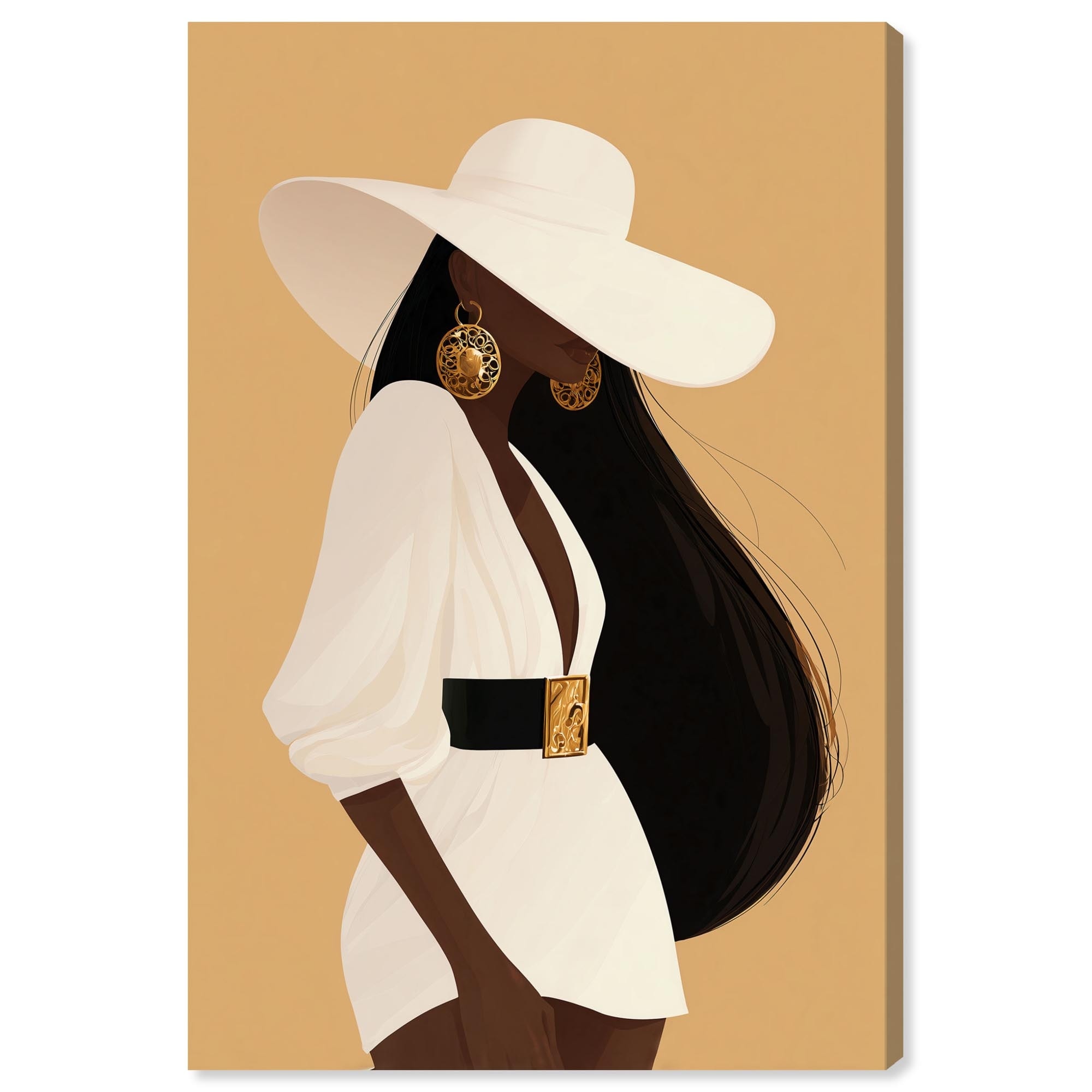 Sun Hat Serenity I Fashion Art Prints Wrapped Canvas Print by Art Remedy