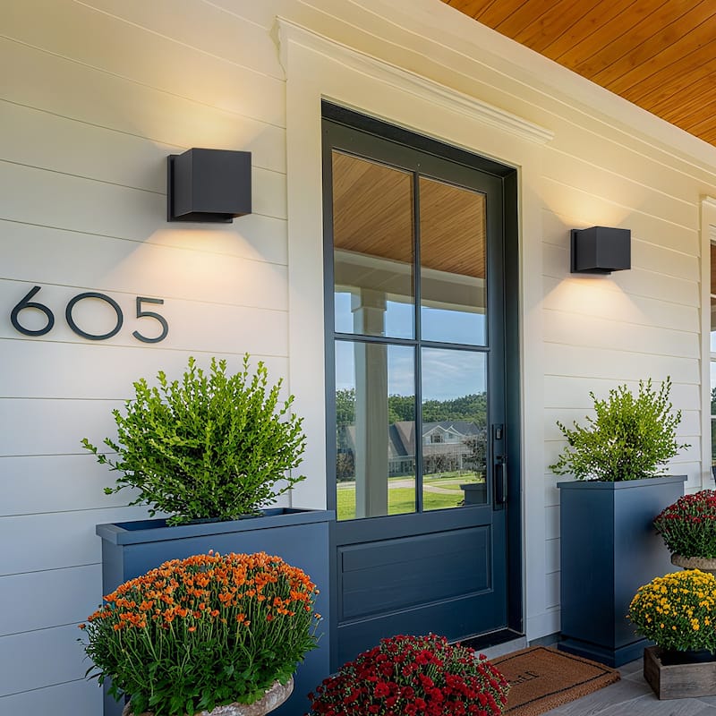 Modern Square 2-Light Wall Sconce Outdoor LED Wall Light - 5.4-in H x 5.4-in W x 5.7-in D