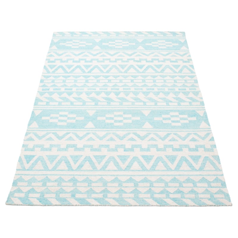 ECARPETGALLERY Flat-Weave Ankara FW Turquoise Wool Kilim - 5'1 x 8'2