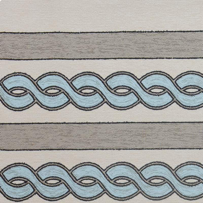Libby Langdon Ivory/Spa Cable Knit Indoor/Outdoor Area Rug