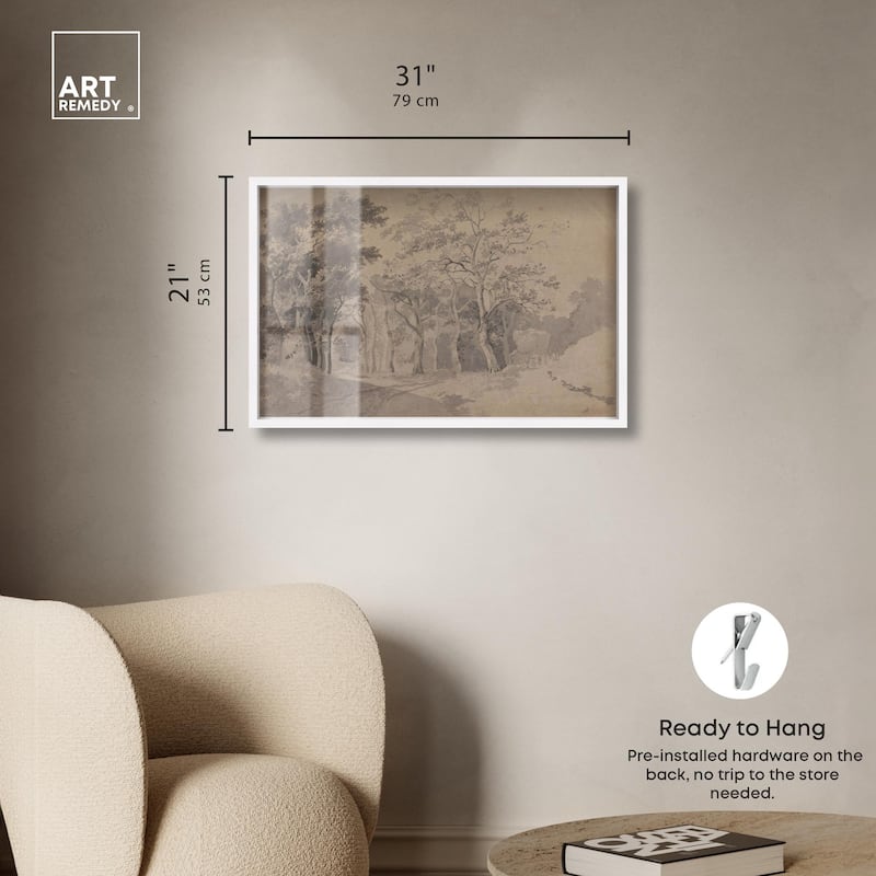 Grove with Road and Haycart Shadowbox by Art Remedy