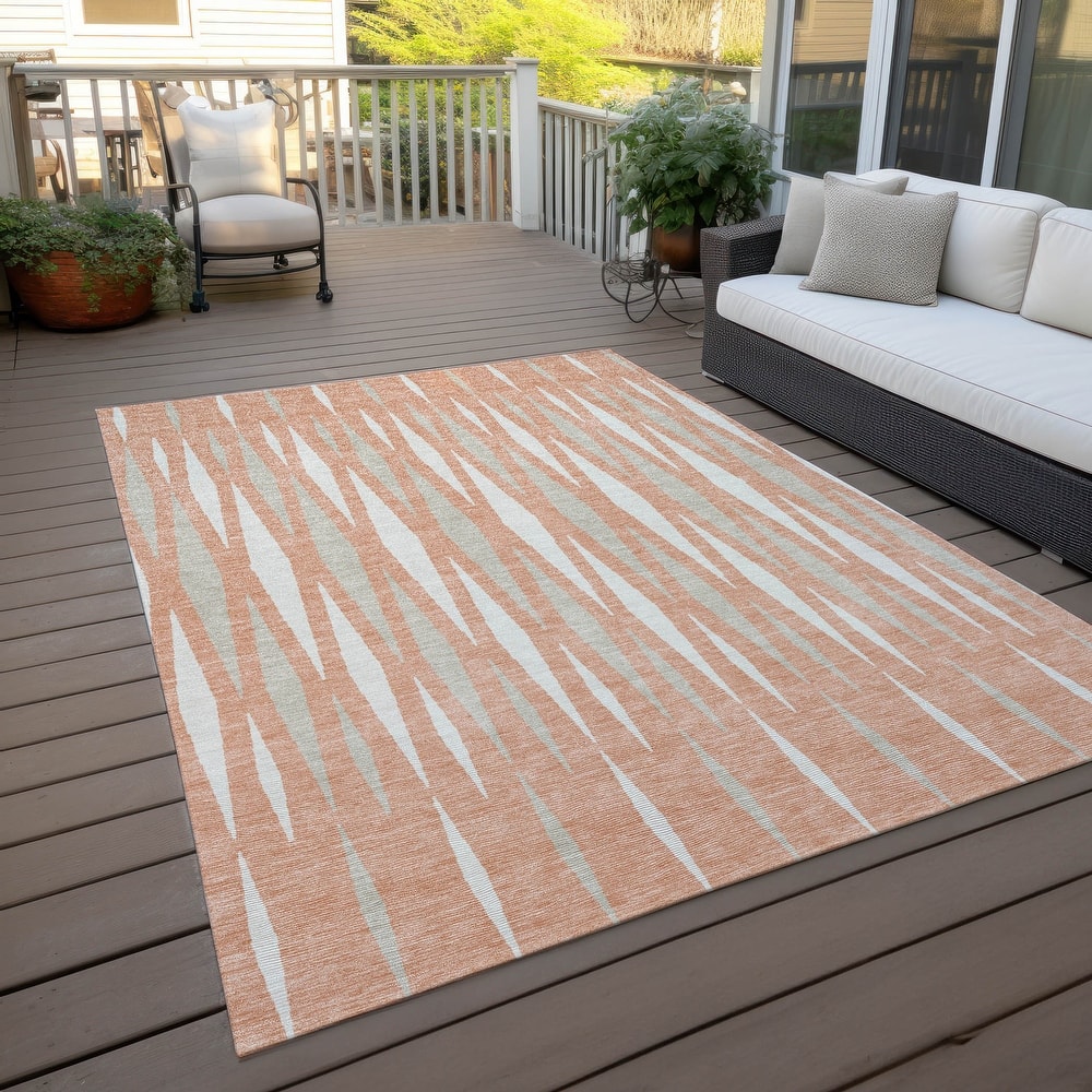 Machine Washable Indoor/ Outdoor Chantille Contemporary Mosaic Rug