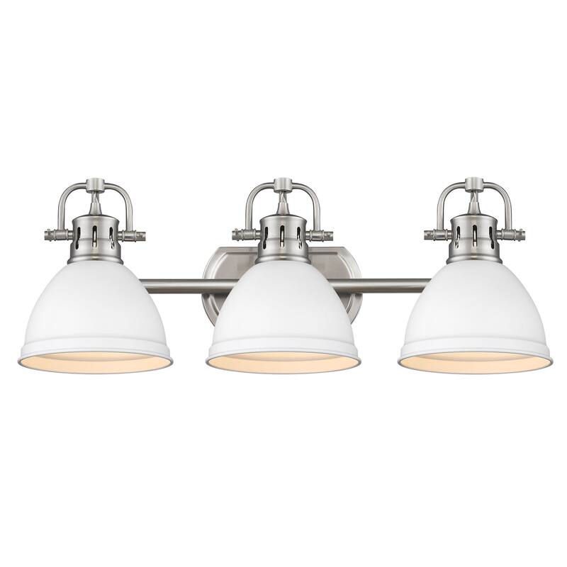 Golden Lighting Duncan 3 Light 25" Wide Bathroom Vanity Light - Pewter / Matte White