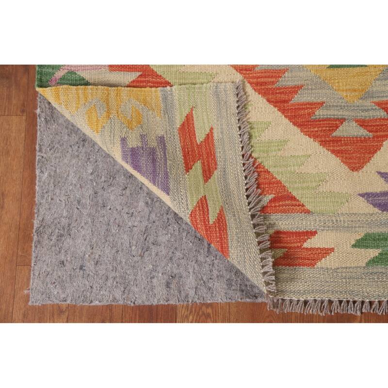 Hand Woven Oriental 100% Wool Carpet Southwestern Geometric Multi-Colored Kilim Area Rug - 6' 8'' X 4' 11''
