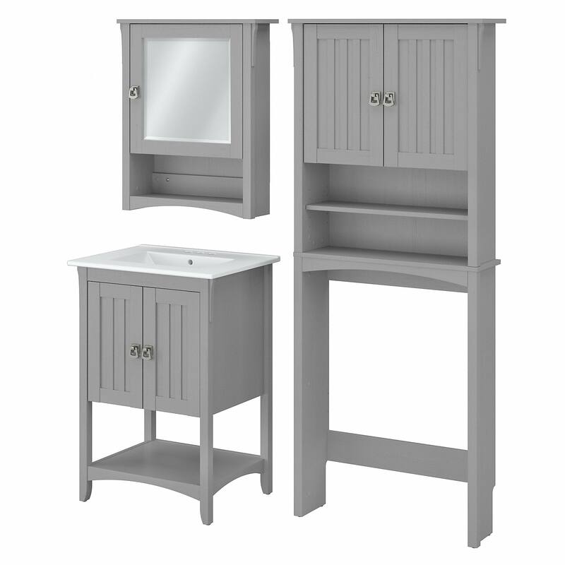 Salinas 24W Bathroom Vanity, Mirror and Space Saver by Bush Furniture
