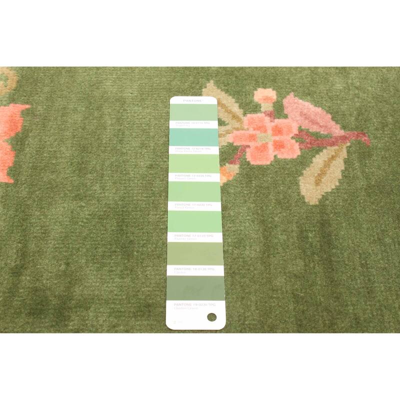 ECARPETGALLERY Hand-knotted Aubusson Green Wool Rug - 2'11 x 5'1