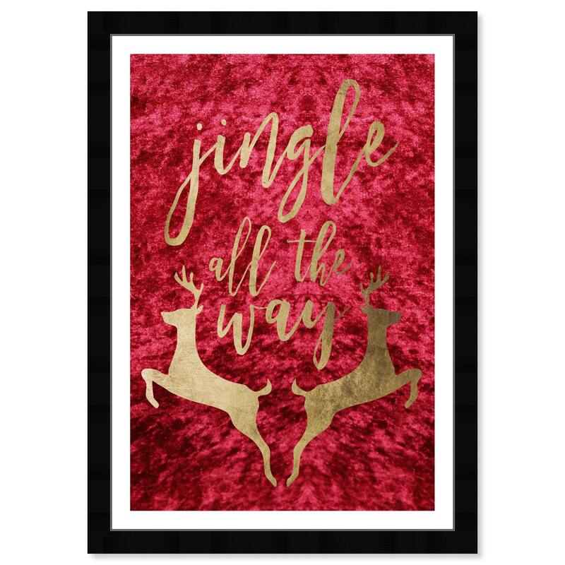Wynwood Studio 'Jingle all the way' Holiday and Seasonal Red Wall Art Framed Print
