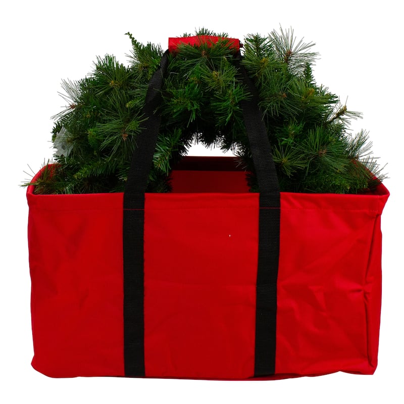 22" Red Collapsible Christmas Storage Bag Carrying Handles