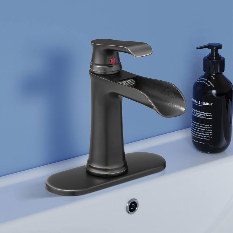 Topcraft Single Handle Waterfall Bathroom Faucet with Baseplate