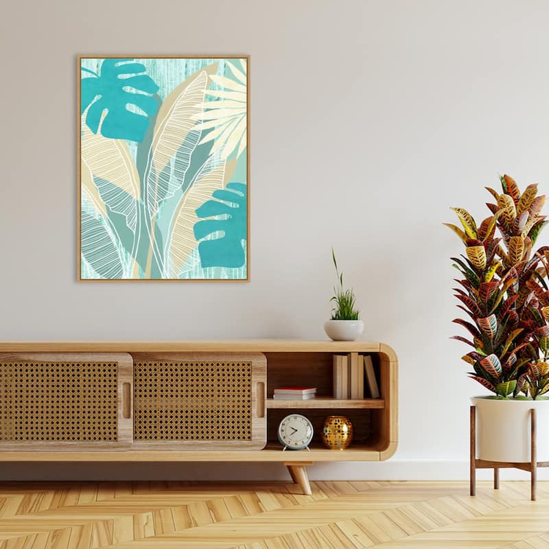 Amanti Art Aqua Tropical I by Flora Kouta Framed Canvas Wall Art Print - Sylvie Maple