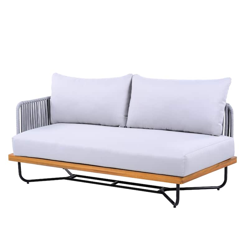 Christopher Knight Home - Evelyn Patio Outdoor Acacia Wood Rope Sofa Set