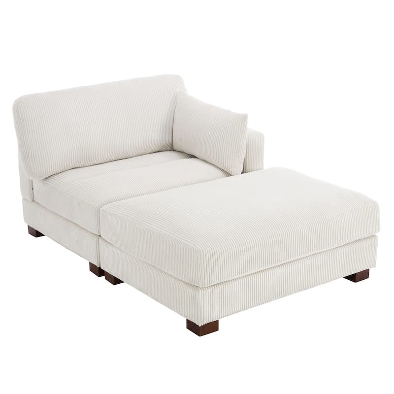 Modern 43'' Corduroy Comfy Sectional Chaise Lounge with Pillow