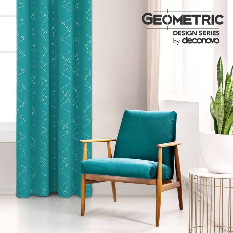 Deconovo 52 Inch Geometric Print Curtain Panel Pair(2 Panel)