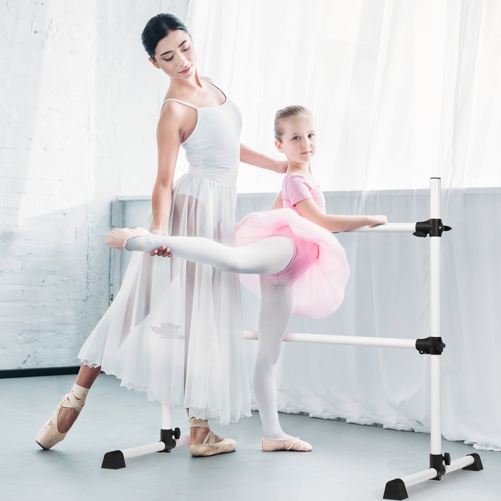 Goplus 4 FT Portable Ballet Barre, 46'' Freestanding Adjustable Double  Ballet Bar with Anti-Slip Base for Stretch, Ballet, Dance, Home Gym School