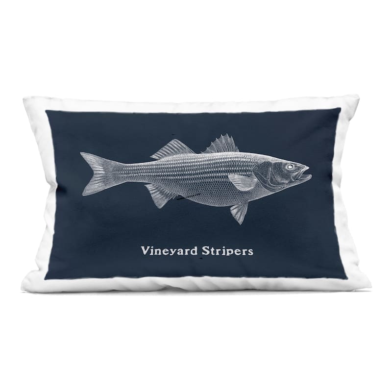 Stupell Vineyard Stripers Fish Decorative Printed Throw Pillow Design by Phillipa Katz - Accent - Polyester - Blue - Single