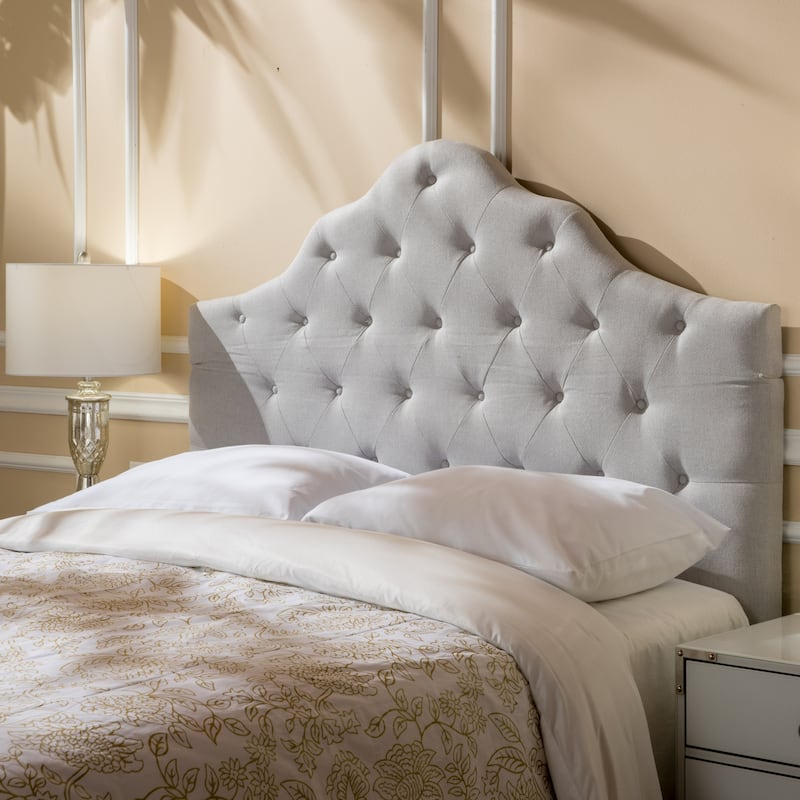 Marlen Adjustable Full/ Queen Tufted Fabric Headboard by Christopher Knight Home - Light Grey Fabric - Full