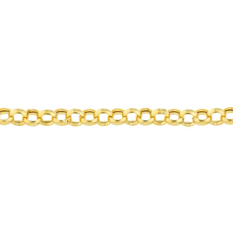 Curata 14k Yellow Gold 10" 3.8mm Hollow Rolo Chain Ankle Bracelet Anklet for women