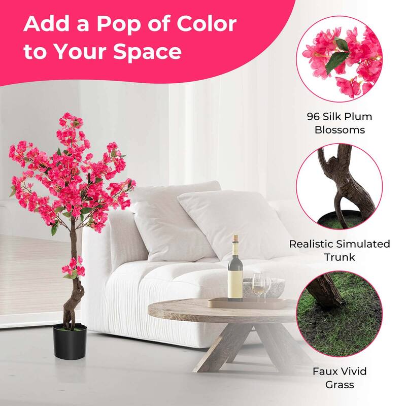 Costway 1/2 Pack 42" Artificial Plum Blossom Tree with 92 Flowers & - See Details