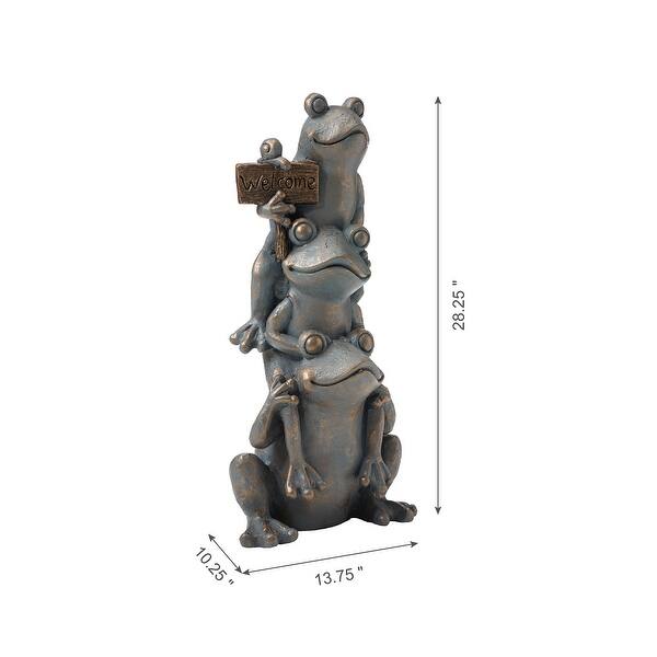 Glitzhome 28"H Bronze MGO Stacked Frog Statue