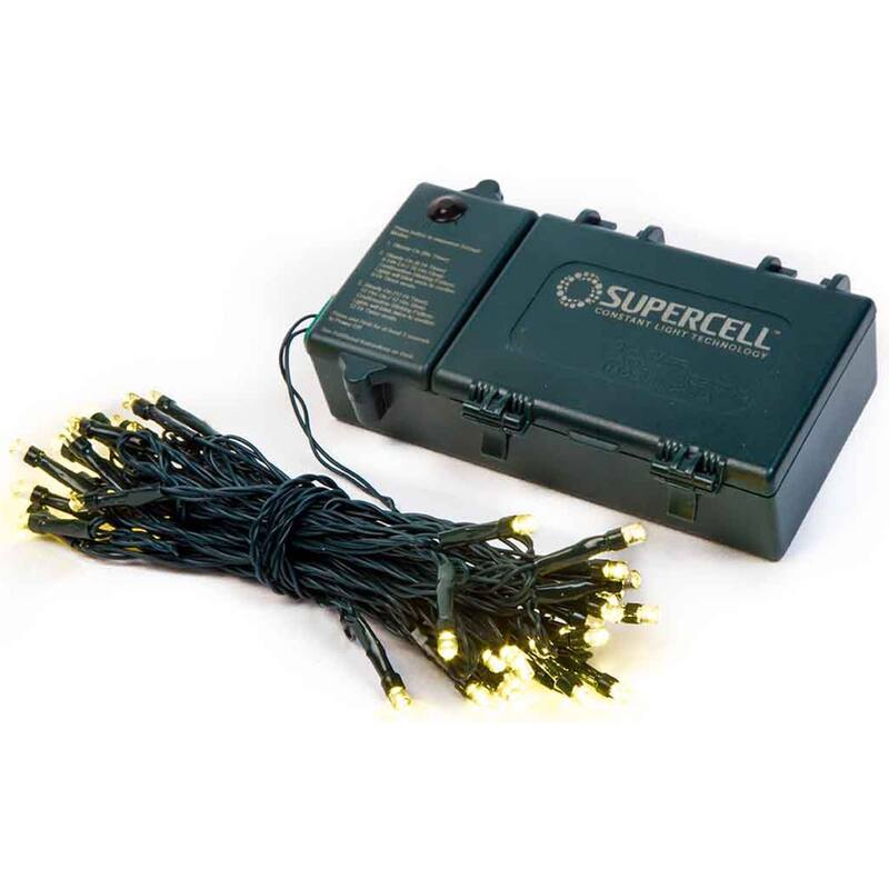 50 B/O Cool White Wide Angle LED Christmas Lights 18.33 ft Green Wire