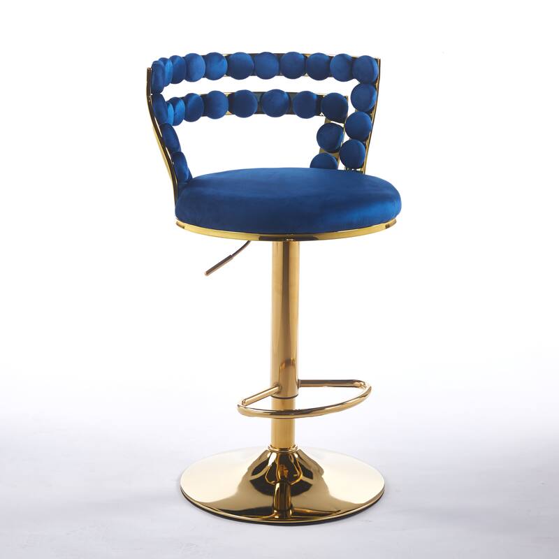 Set of 2 Modern Bar Chairs with Gold Iron Legs & Soft Cushions, Grey Upholstered Barstool for Cafe, Dining & Living Room