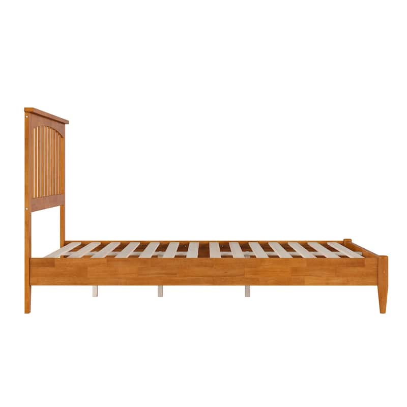 Solid Wood Low Profile Platform Bed - Full Size Bed Frame with USB Ports