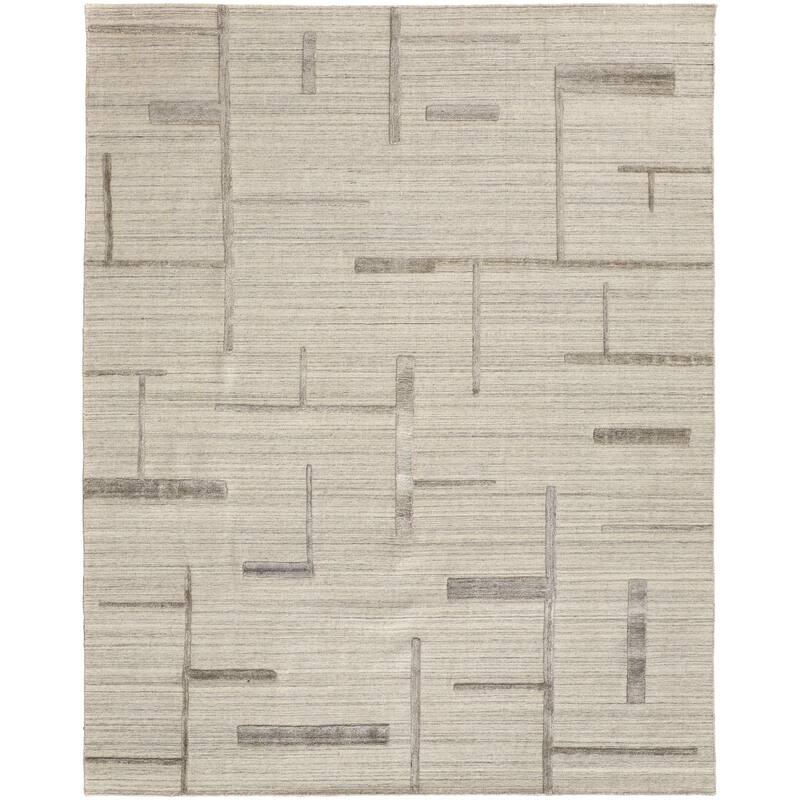 Haltyn Contemporary Architectural Ivory/Gray Area Rug