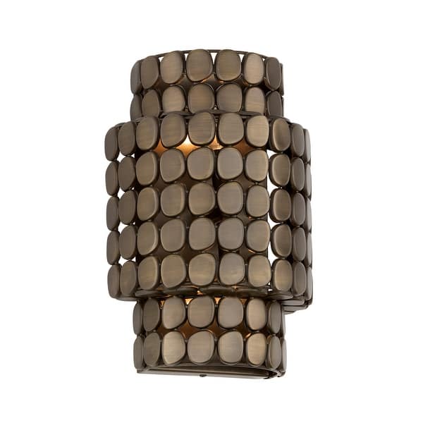 slide 2 of 5, 10.25" W x 14.75" H Flush Mount Medallion Wall Sconce - 9.75"W x 14.25"H x 6"E Dark Brass