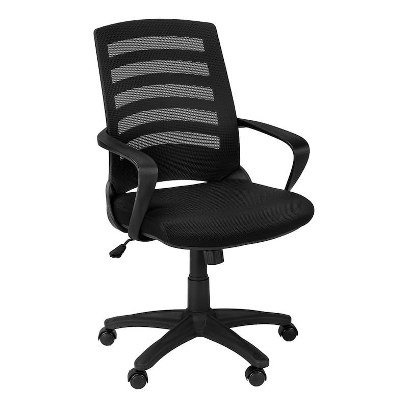 Ergonomic Black Mesh Office Chair with Ladder-Back Design, Adjustable Height, Padded Seat and Casters