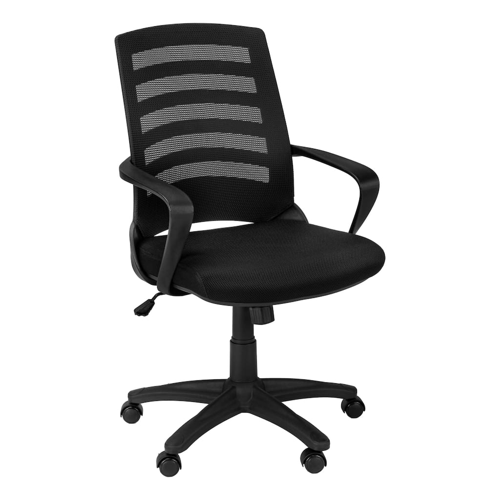 Ergonomic Black Mesh Office Chair with Ladder-Back Design, Adjustable Height, Padded Seat and Casters