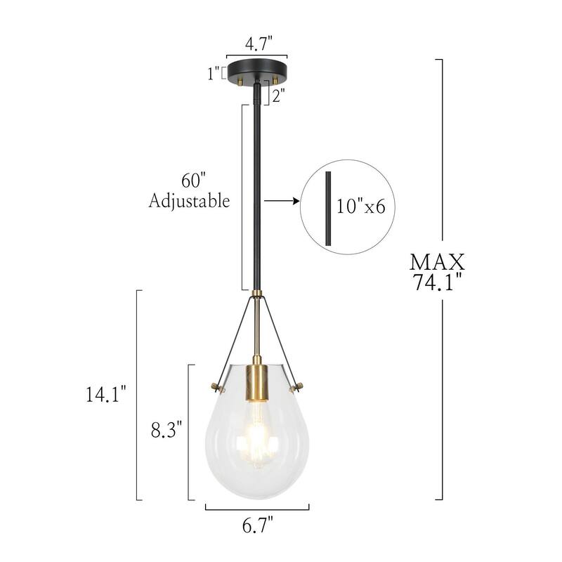 Mid-century Modern 1-light Gold Pendant Light Dimmable Kitchen Island Lighting
