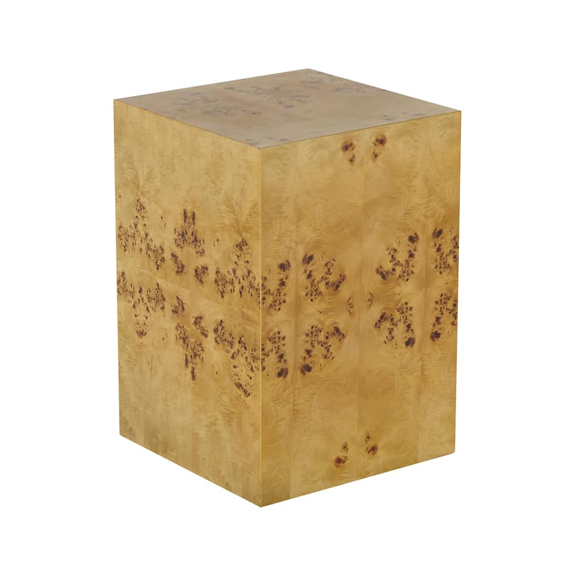 Wood Square Cube Accent Table with Wood Grain Patterns - Brown - Roche River Decor