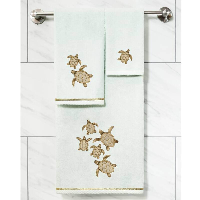 Authentic Hotel and Spa Turkish Cotton Tortuga 3PC Embellished Towel Set