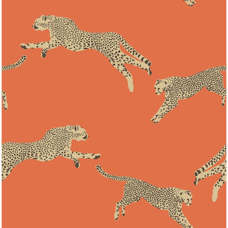 Scalamandre Clementine Leaping Cheetah Peel & Stick Wallpaper