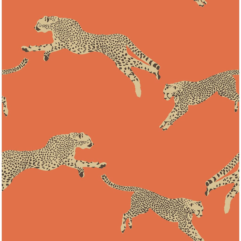 Scalamandre Clementine Leaping Cheetah Peel & Stick Wallpaper