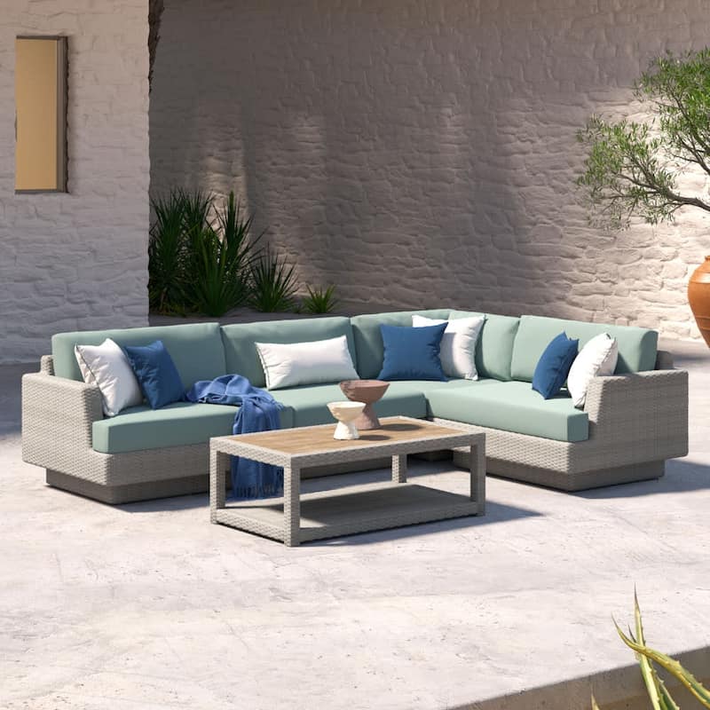 Portofino Comfort 5 Piece Sunbrella Outdoor Patio Sectional Seating Set
