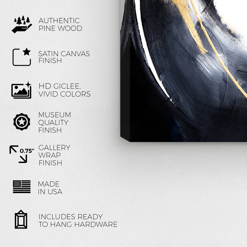 Wynwood Studio Abstract Crashing Wave Black and Modern & Contemporary Wall Art Canvas Print