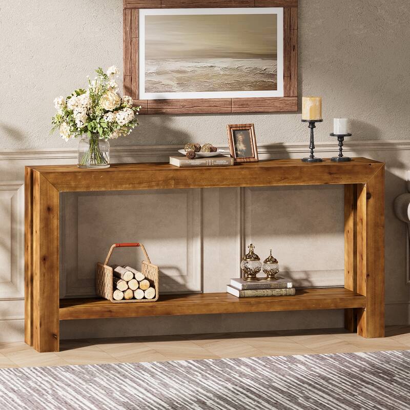 63-Inch Solid Wood Narrow Entryway Sofa Table