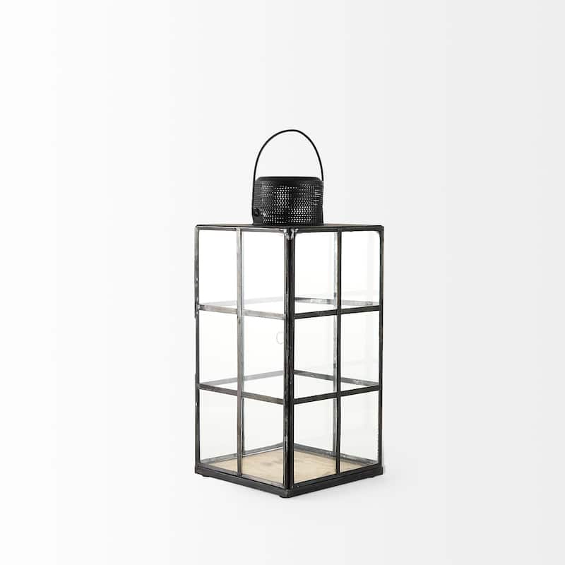 Gamfield Small Black Metal & Glass Candle Holder Lantern