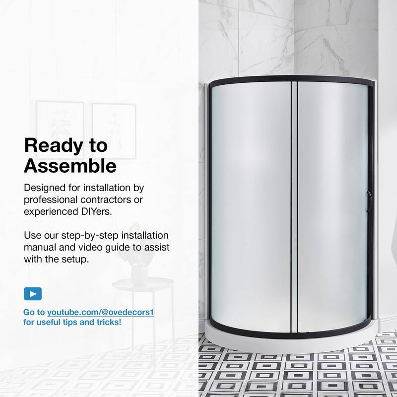Ove Decors Breeze Shower Kit, Frosted Panels, Walls and Base