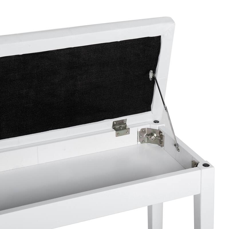 Wood Piano Bench with Faux Leather Tufted Seat and Storage - 30" L x 14.25" W x 19.75" H