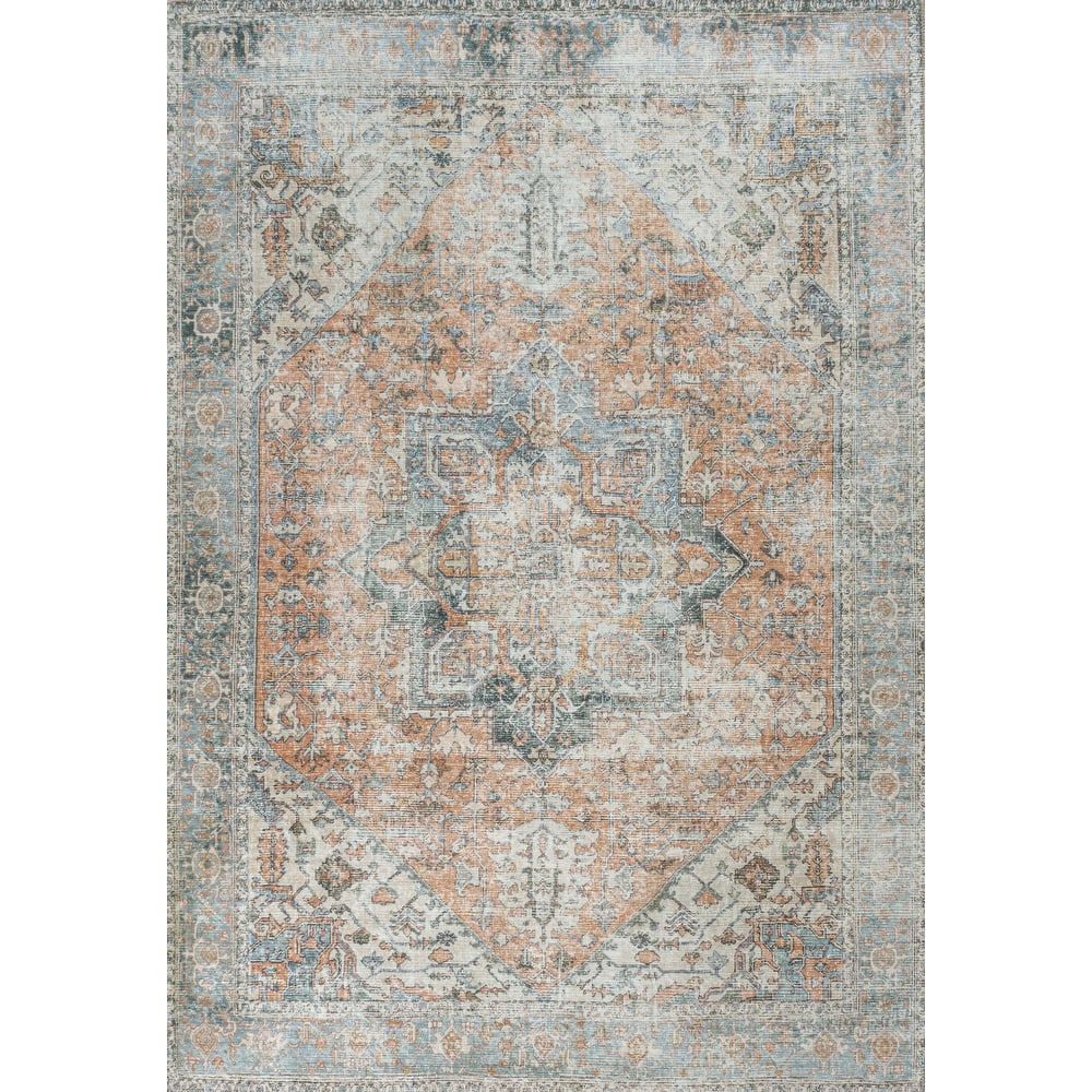 JONATHAN Y Bausch Distressed Medallion Chenille Machine-Washable Area Rug