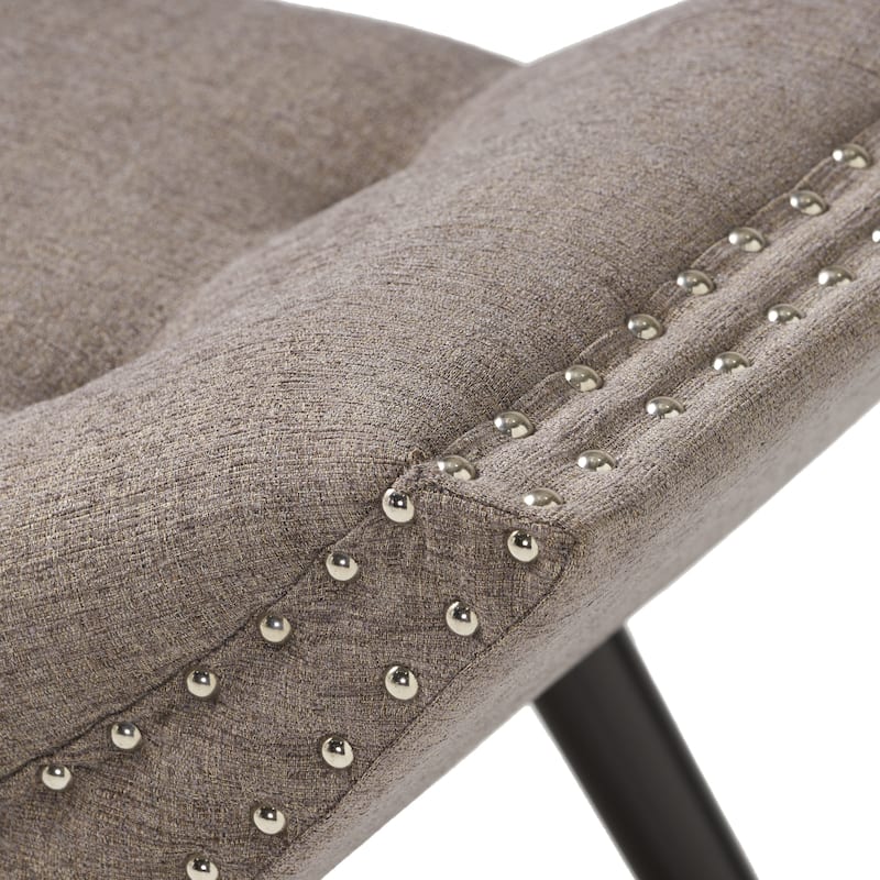Modern Fabric Upholstered Ottoman Bench with Nailhead Trim, End of Bed Accent Bench for Bedroom or Living Room
