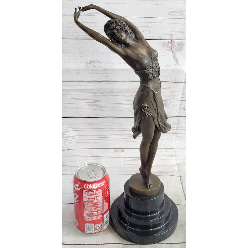 Art Deco Bronze Graceful Ballerina Fifth Pose Ballet Belly Dancer Girl Sculpture Statue