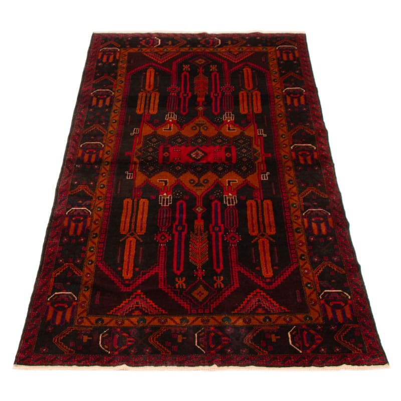 Teimani Black, Red Rug 3'10" x 7'5" - 3'10 x 7'5