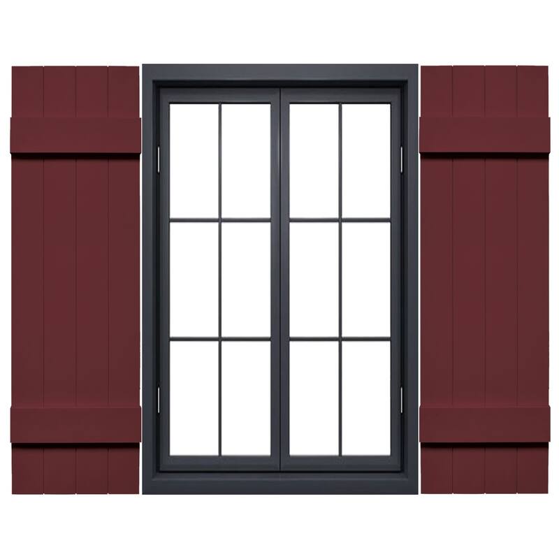 Mid-America Vinyl, Standard Size Four Board Joined Shutters - 14"W x 47"H - 078 - Wineberry