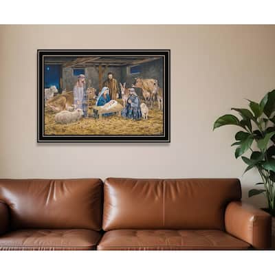 HomeRoots The Birth of Christ Black Framed Wall Art