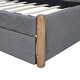 preview thumbnail 6 of 30, Twin Size Upholstered Platform Bed with Wood Supporting Feet and Twin Size Trundle For Bedroom